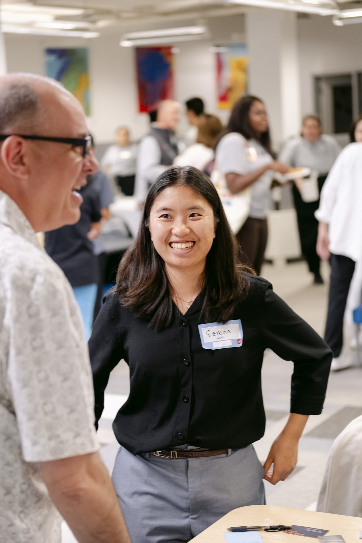 student talking to mentor