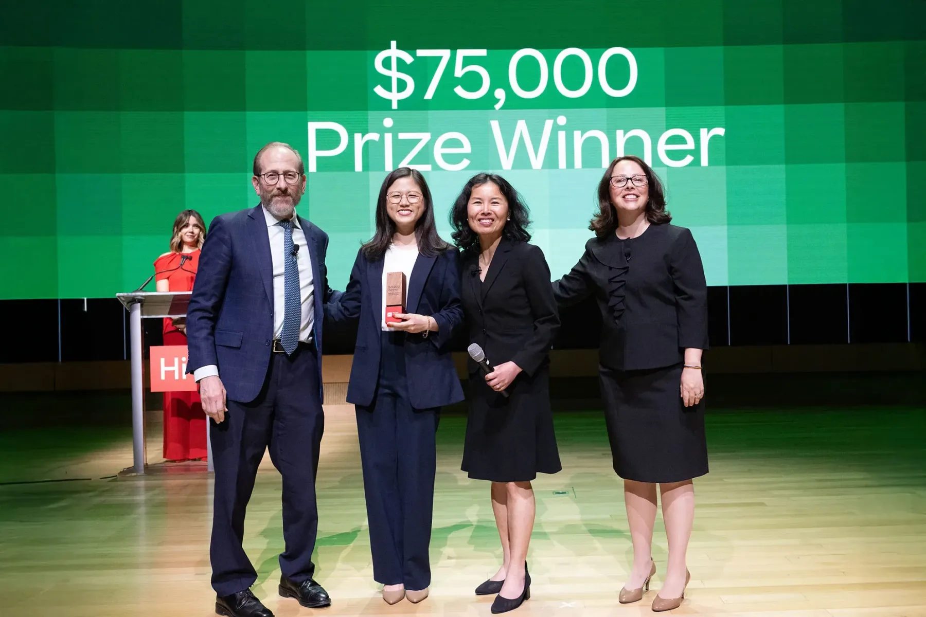 peripeach receiving award onstage