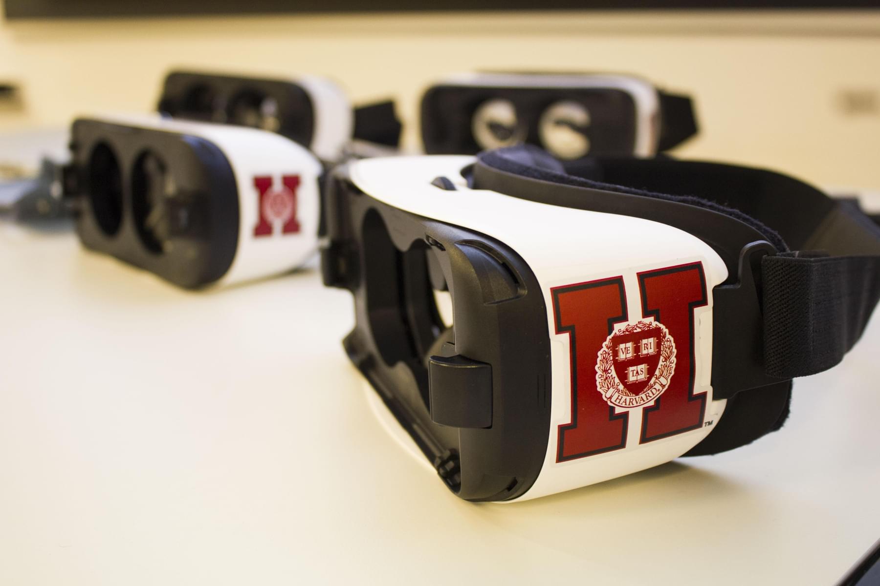 AR/VR headset with the Harvard logo on the side