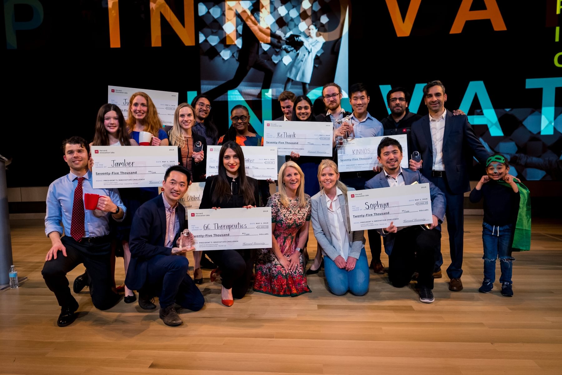 Presidents Innovation Challenge Winners with their checks